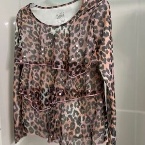 Justice sparkly top animal print with sequins
